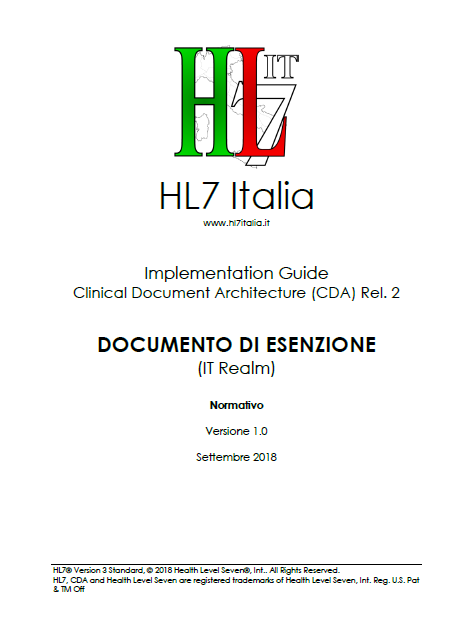 HL7 Italia Implementation Guide CDA2 Documento di Esenzione (DE) v1.0