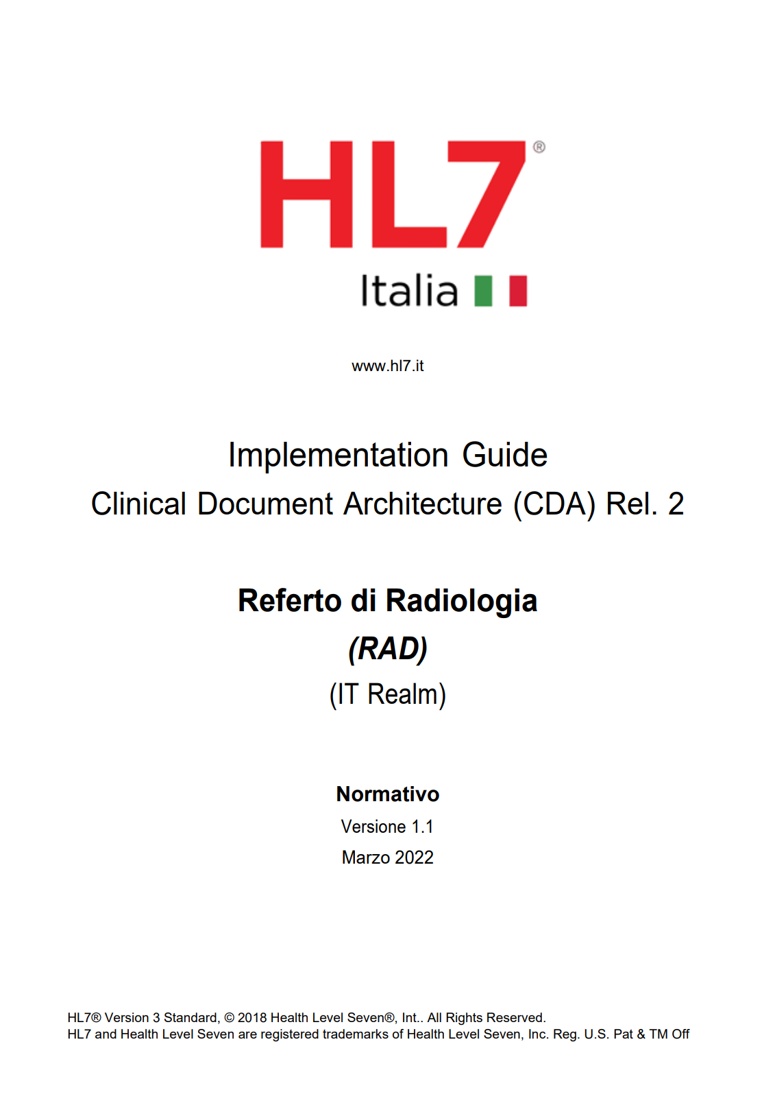 HL7 Italia-Implementation Guide CDA2 Referto di Radiologia (RAD) v1.1