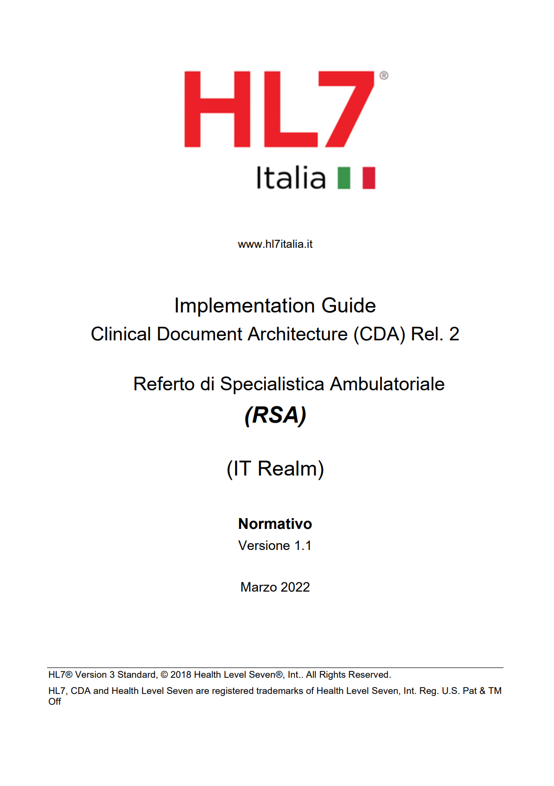 Hl7 Italia Referto di Specialistica Ambulatoriale (RSA) v1.1